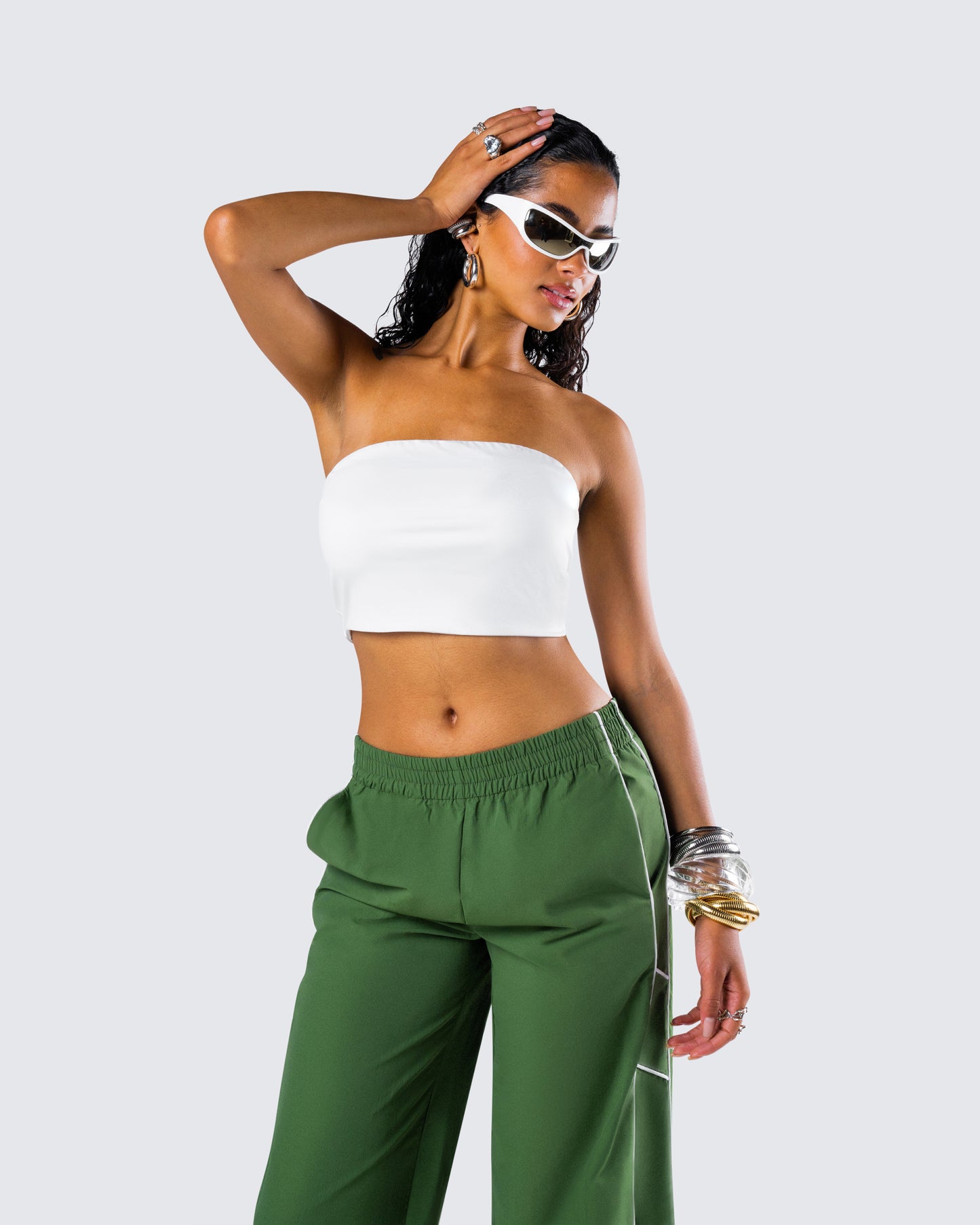Mirla White Jersey Bandeau Top