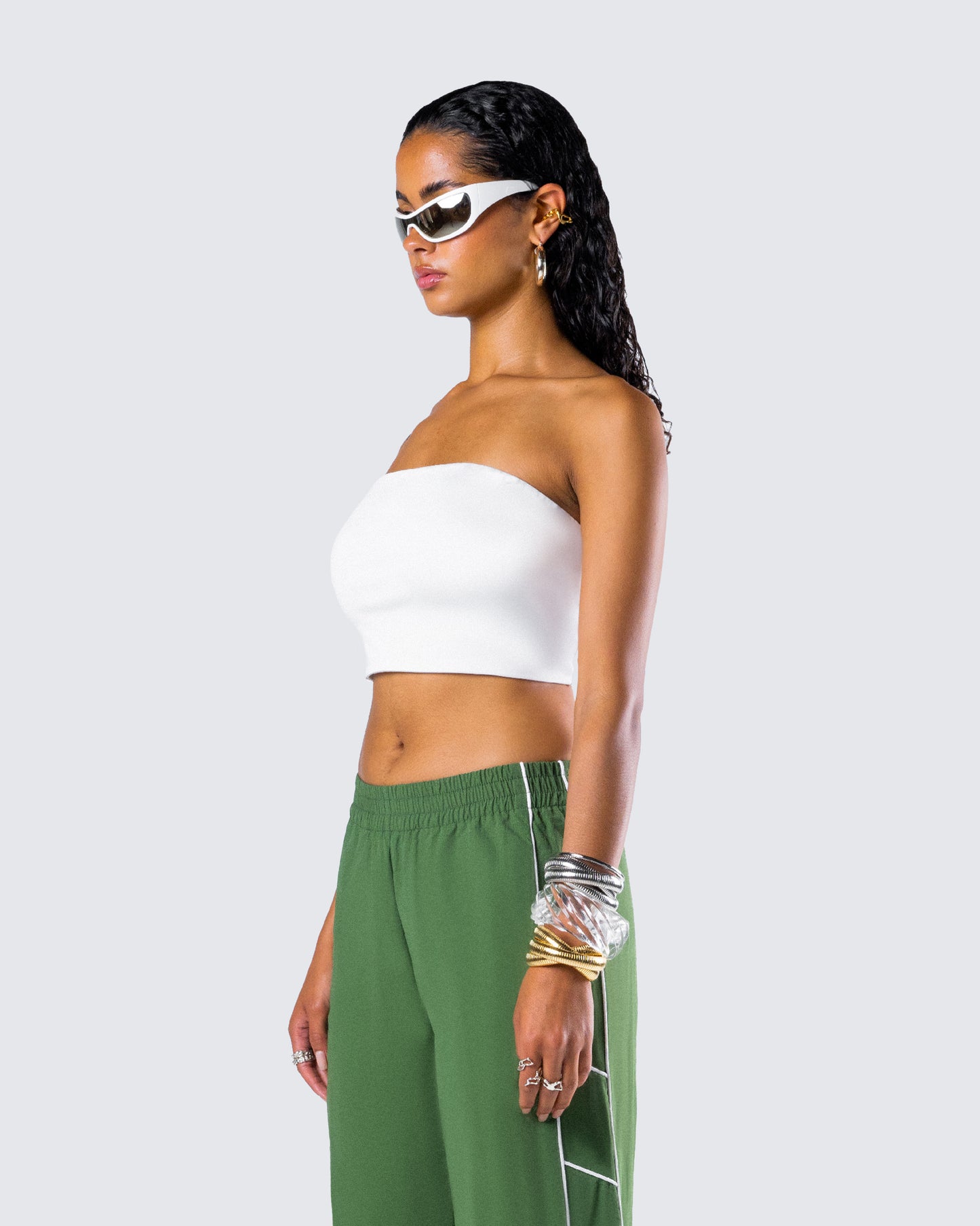 Mirla White Jersey Bandeau Top
