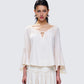 Moira Ivory Trumpet Sleeve Top model front