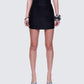 Monica Black Vegan Leather Skirt model front