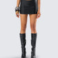 Monika Black Micro Mini Skirt model front