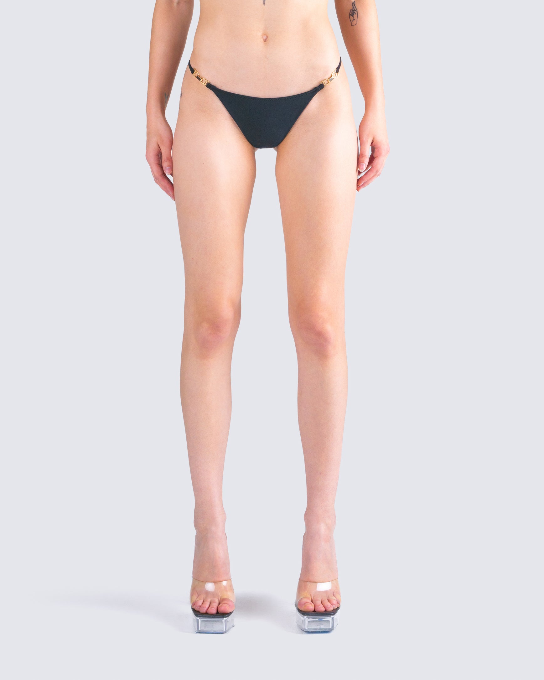 Monique Black Bikini Bottom model front