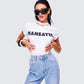 Monte White Jersey Graphic Top
