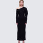 Morwena Black Off Shoulder Maxi Dress model front