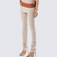 Myka Beige Rib Foldover Legging