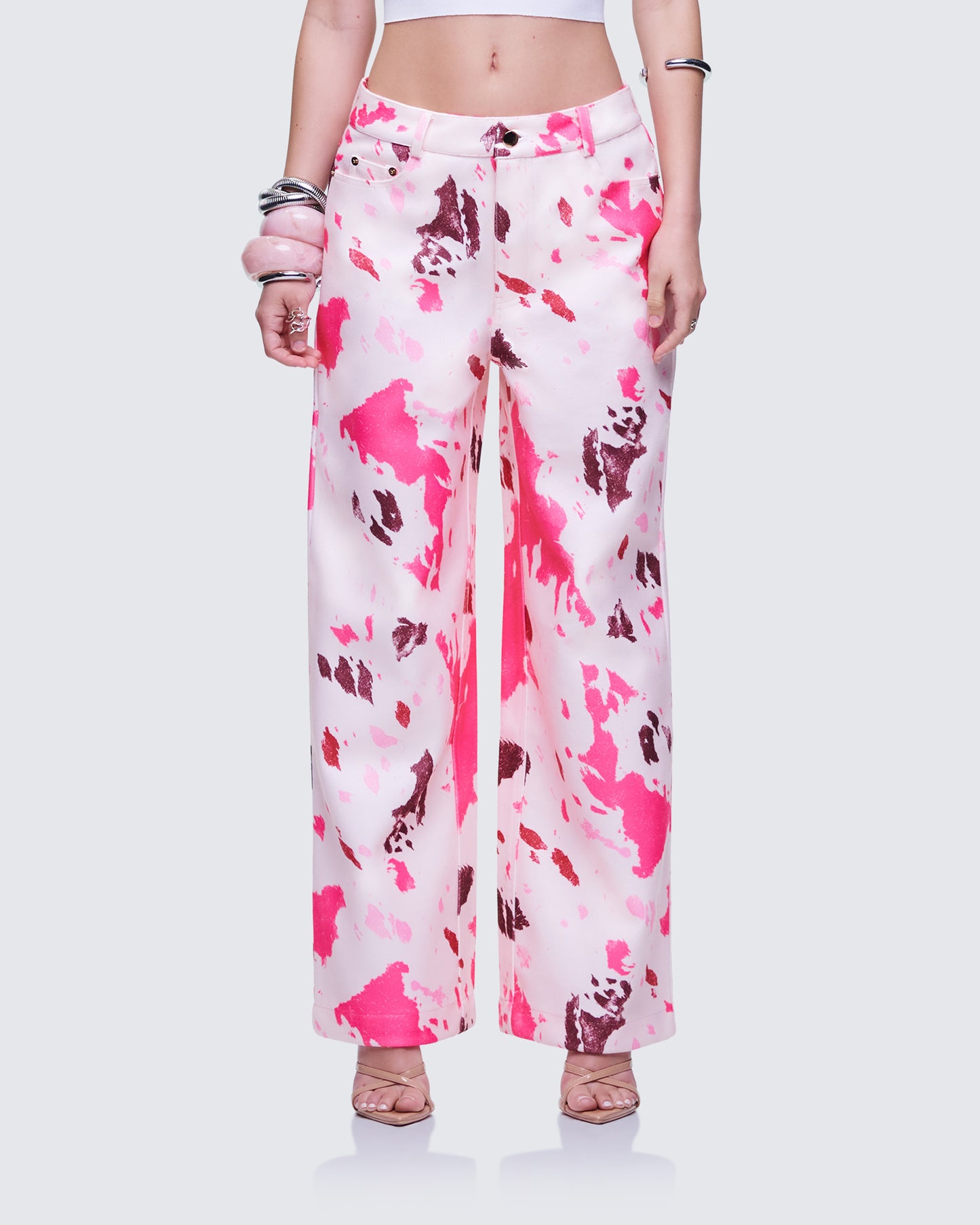 Nadezhda Multi Pink Denim Rivet Detail Pant model front