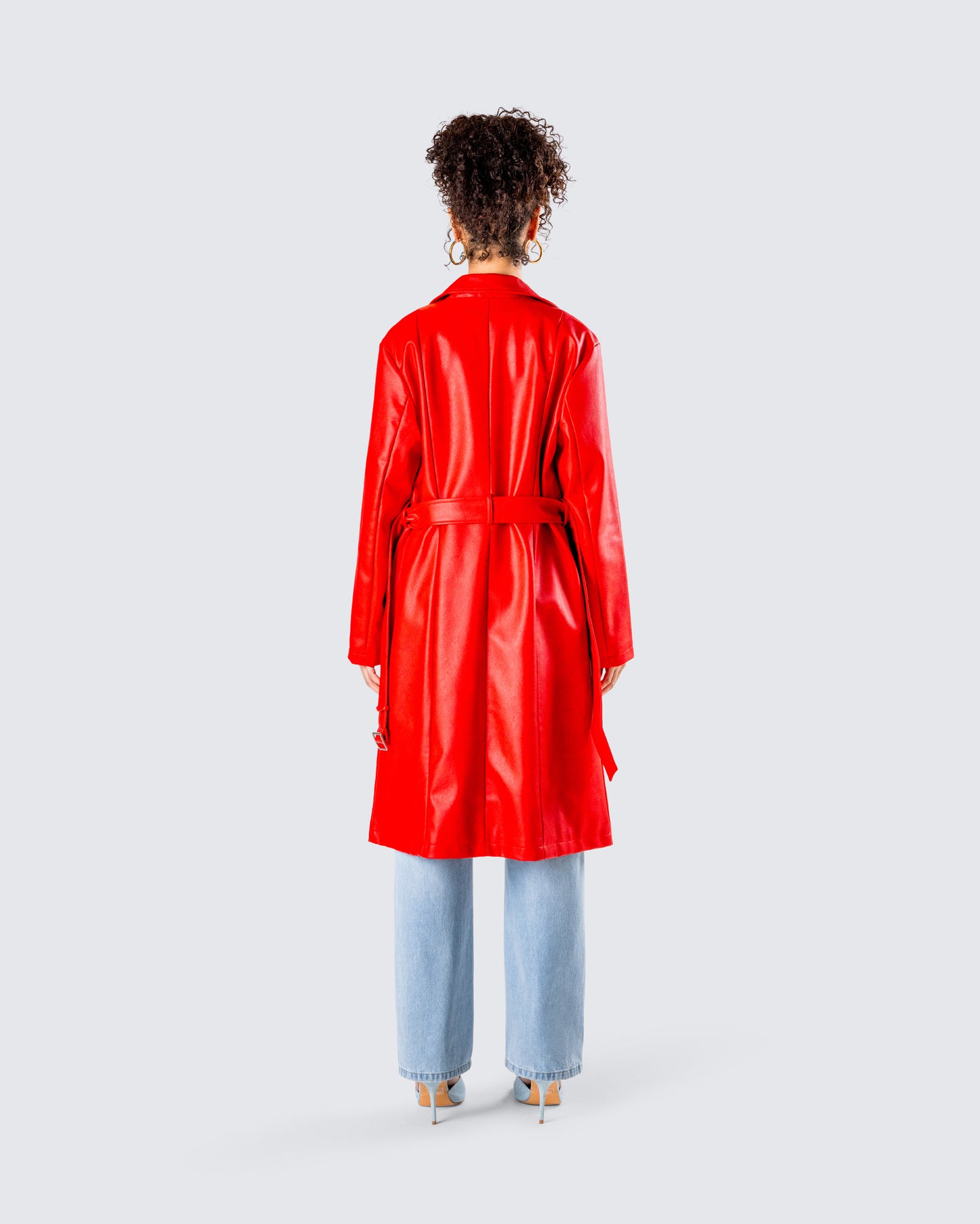 Nadja Red Vegan Leather Coat