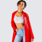 Nadja Red Vegan Leather Coat