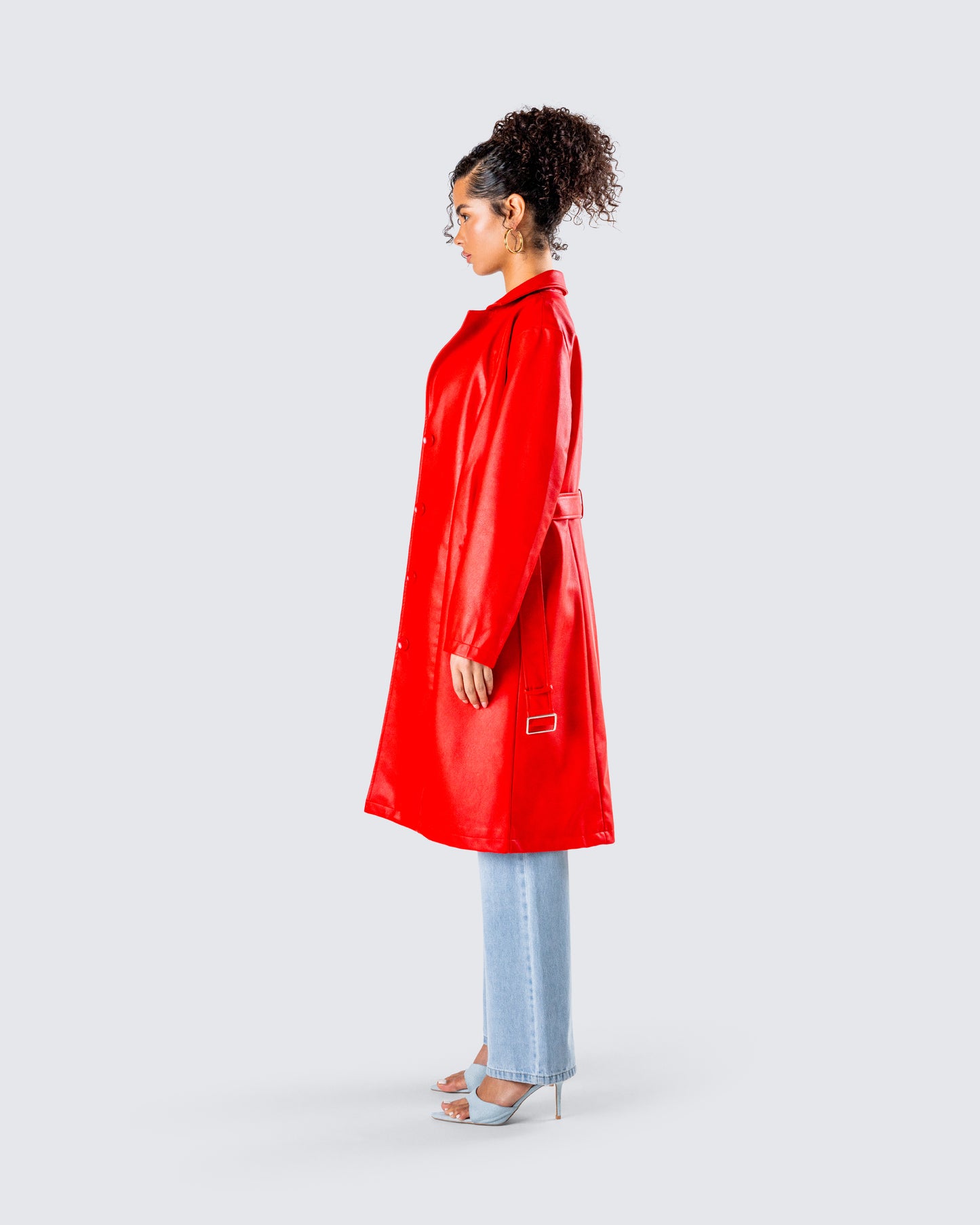 Nadja Red Vegan Leather Coat