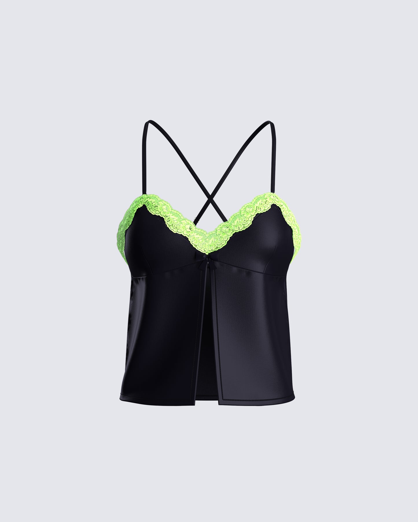 Nadya Black Satin Cami Top 3d product front