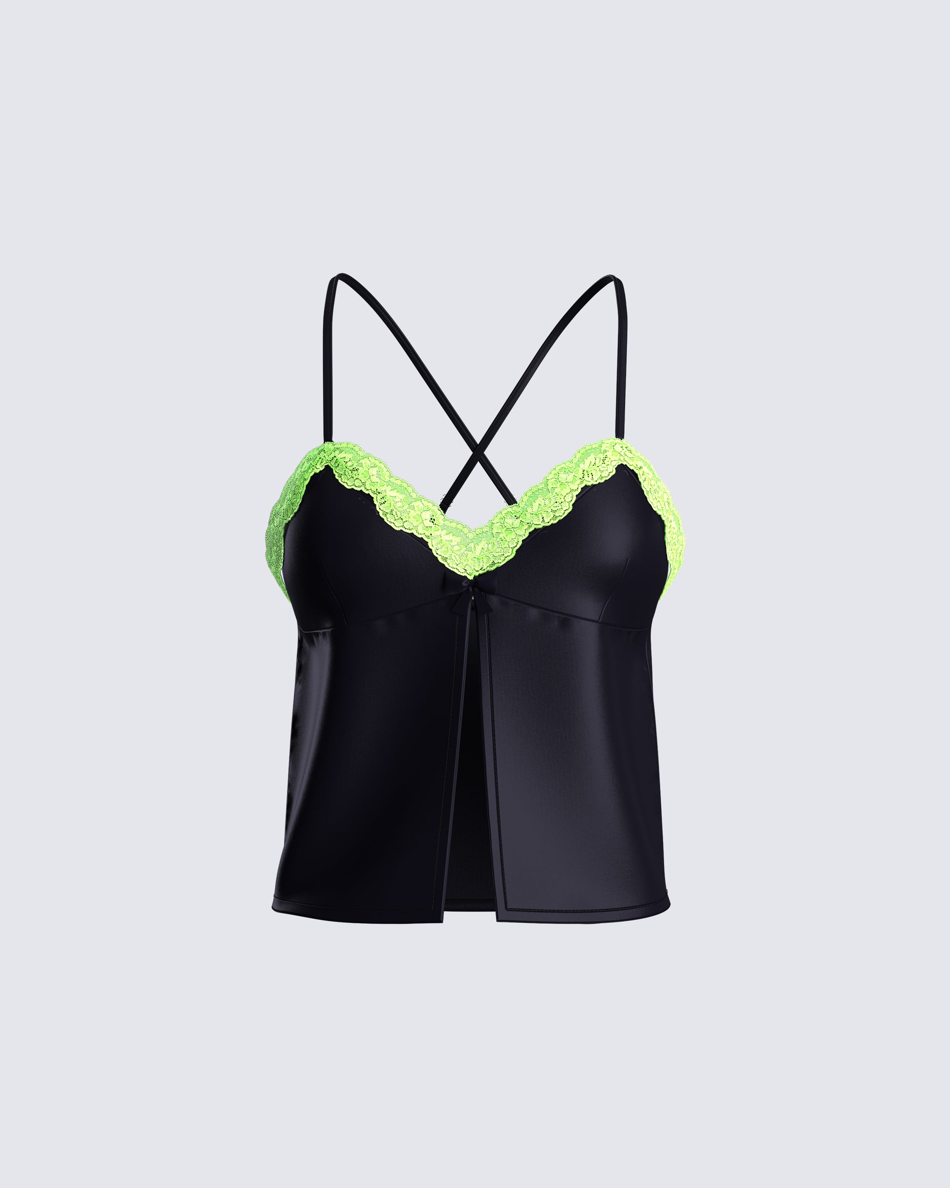 Nadya Black Satin Cami Top 3d product front