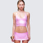 Naijah Pink Metallic Tankini Top