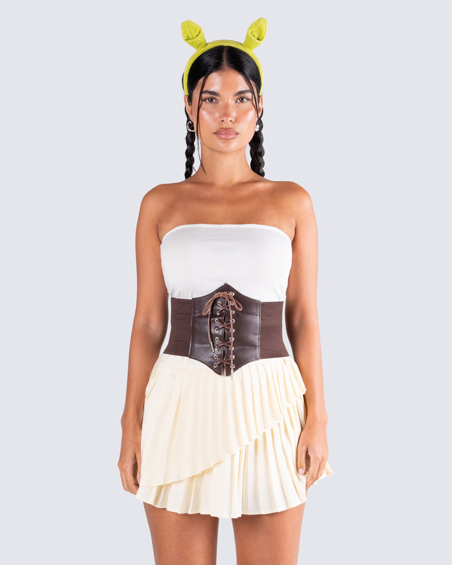 Naina Brown Corset Belt model front