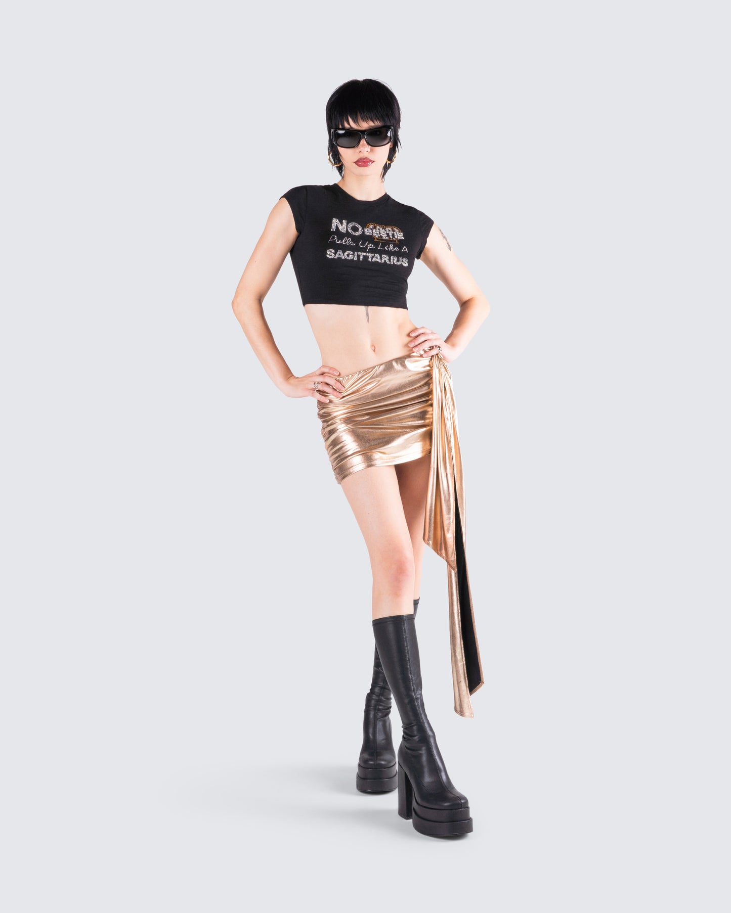 Bianca Metallic Gold Drape Skirt
