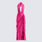 Nandi Hot Pink Ruffle Maxi Dress 3d product front