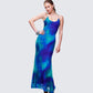 Naya Blue Printed Mesh Maxi Dress