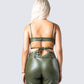 Nadir Olive Vegan Leather Tie Top