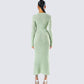 Nea Green Sweater Knit Midi Dress