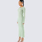 Nea Green Sweater Knit Midi Dress
