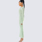 Nea Green Sweater Knit Midi Dress