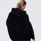 Nerea Black Eyelet Trimmed Toggled Hoodie