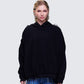 Nerea Black Eyelet Trimmed Toggled Hoodie model front