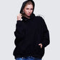 Nerea Black Eyelet Trimmed Toggled Hoodie