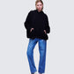 Nerea Black Eyelet Trimmed Toggled Hoodie