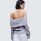 Nesa Grey Off Shoulder Sweater Top