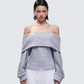 Nesa Grey Off Shoulder Sweater Top model front
