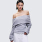 Nesa Grey Off Shoulder Sweater Top