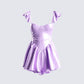Nett Lavender Satin Ruffle Romper 3d product front