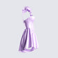 Nett Lavender Satin Ruffle Romper