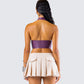 Nia Purple Vegan Leather Halter Top