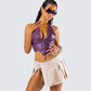 Nia Purple Vegan Leather Halter Top