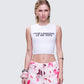 Nicolette White Rib Graphic Top model front