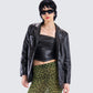 Nika Black Vegan Leather Blazer
