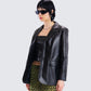 Nika Black Vegan Leather Blazer