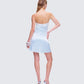 Nivi Blue Banded Satin Mini Dress