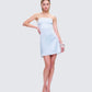 Nivi Blue Banded Satin Mini Dress