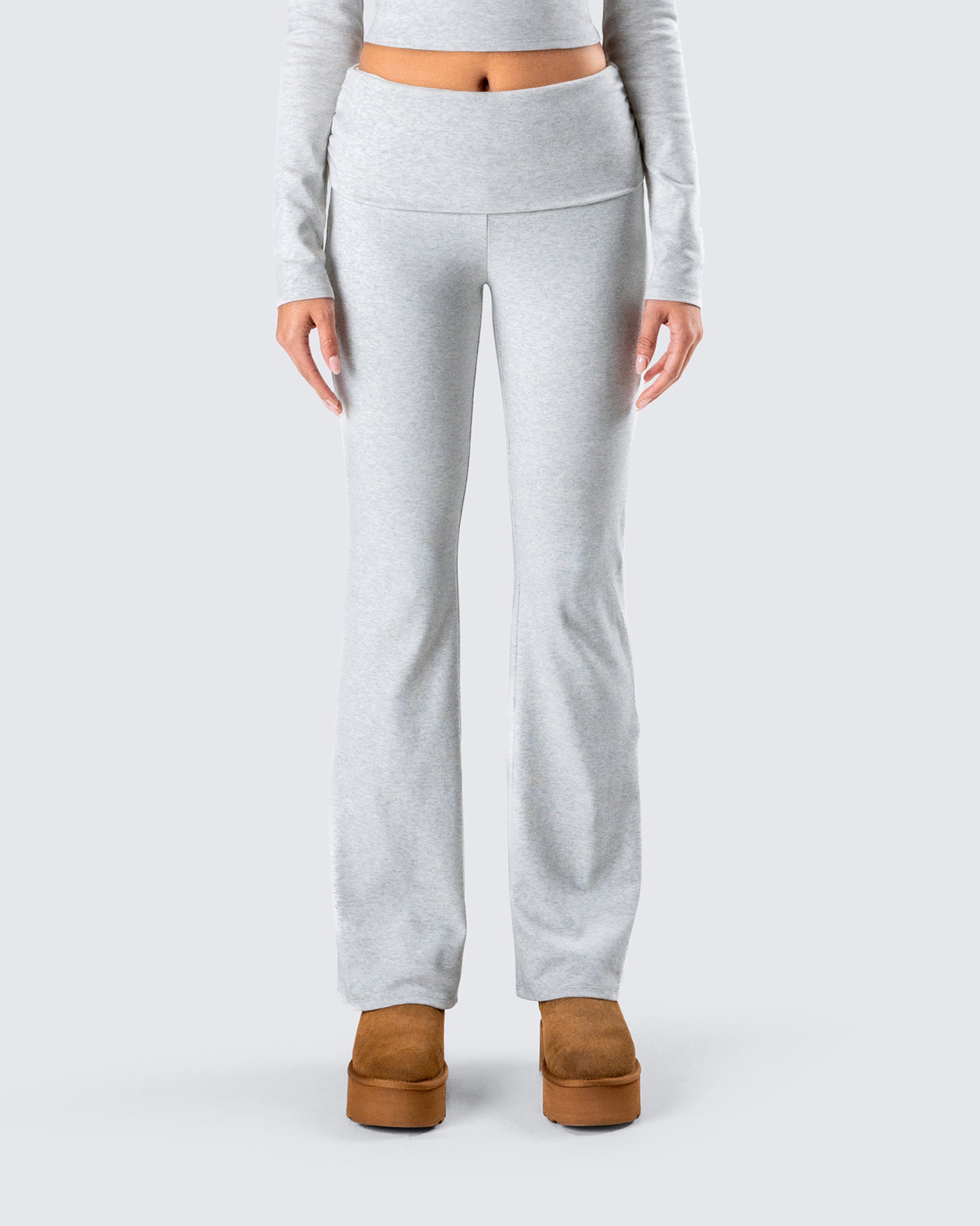 Noam Heather Grey Foldover Legging model front