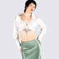 Noor Ivory Knotted Blouse Top