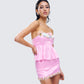 Nora Pink Floral Strapless Peplum Top
