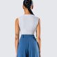Norah Light Grey Pleated Top