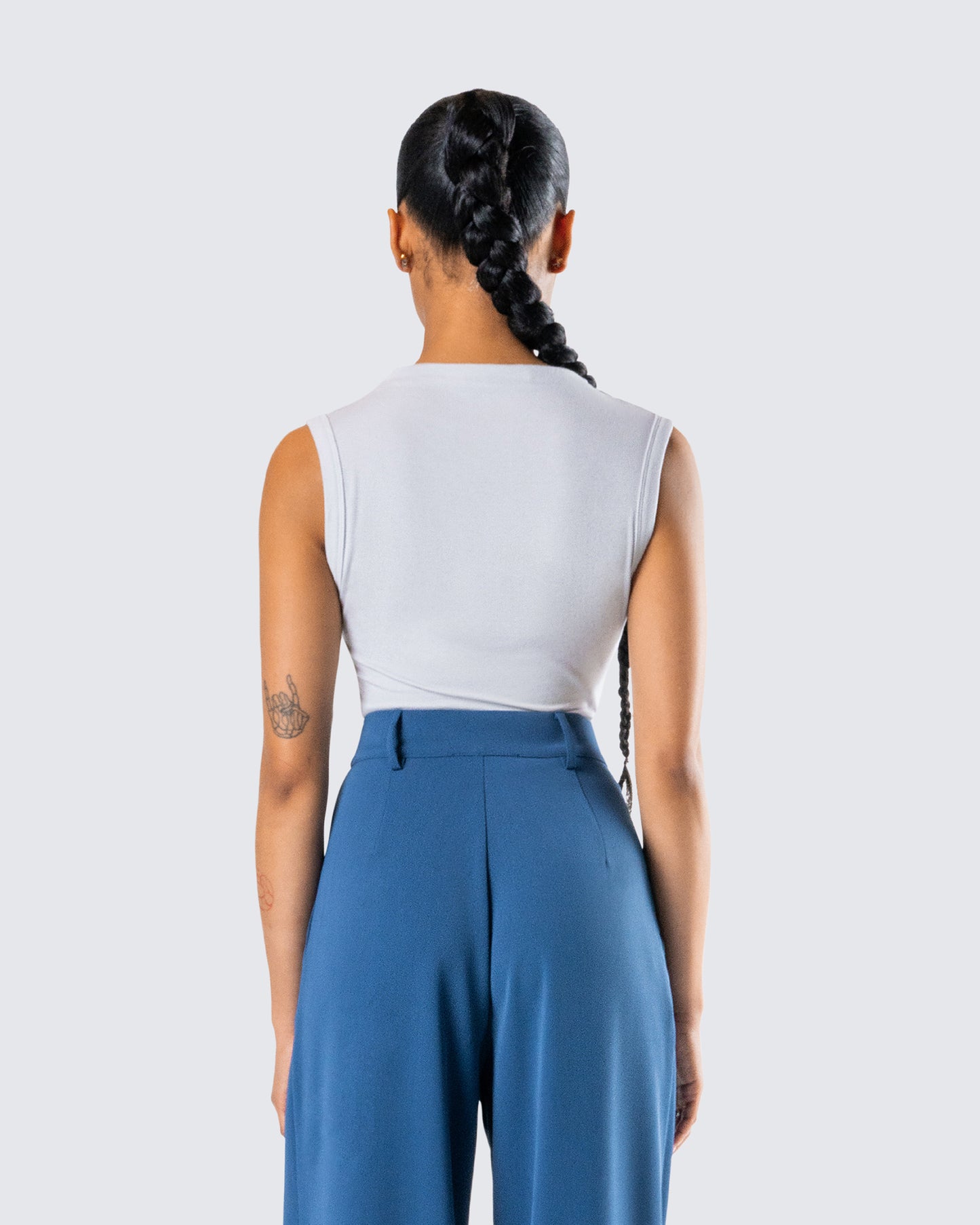 Norah Light Grey Pleated Top