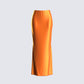 Odette Orange Satin Maxi Skirt 3d product front