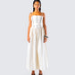 Nya Ivory Cotton Maxi Dress model front