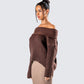 Nyx Brown Off Shoulder Sweater Top