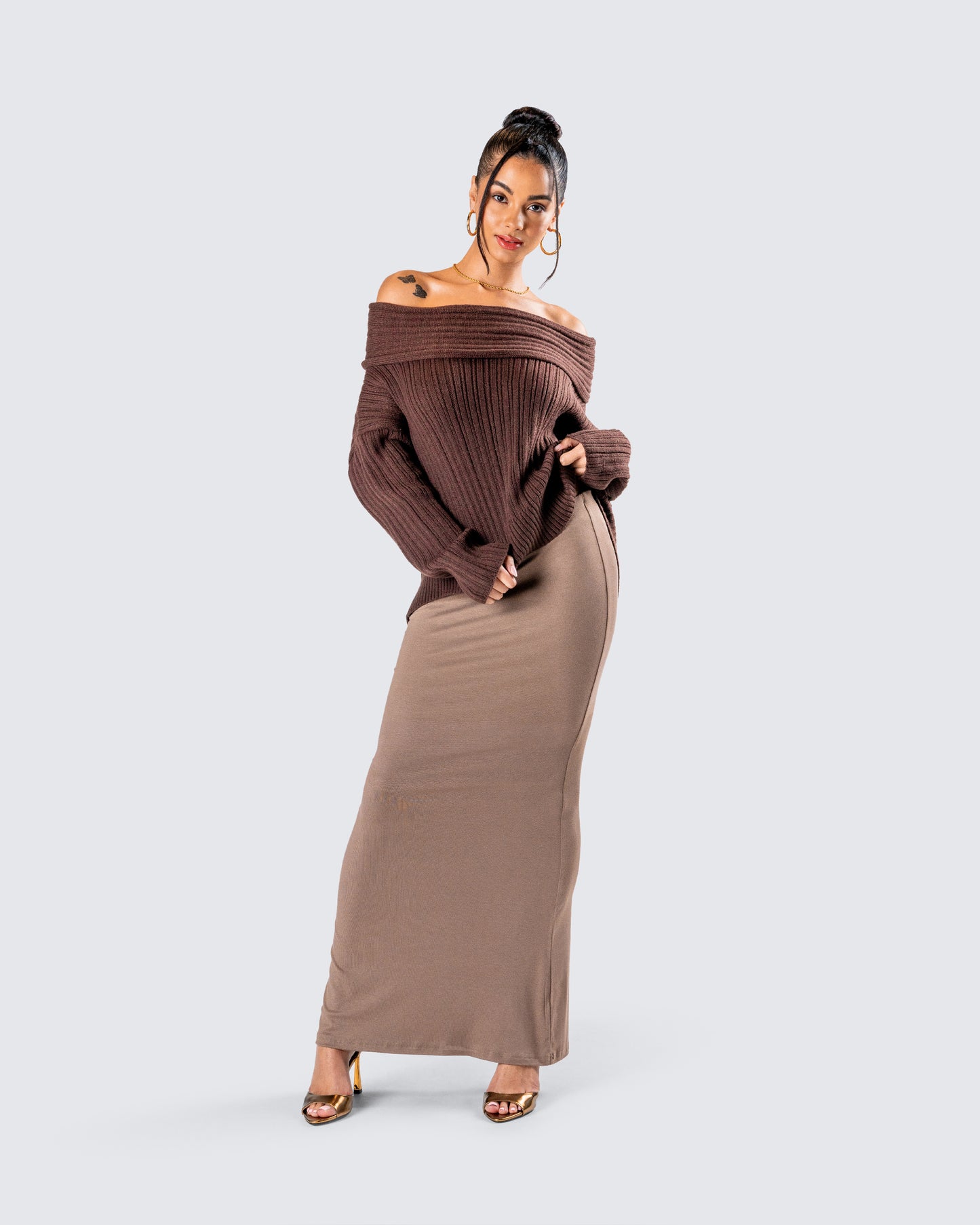 Abra Taupe Maxi Skirt
