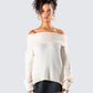 Nyx Ivory Off Shoulder Sweater Top model front